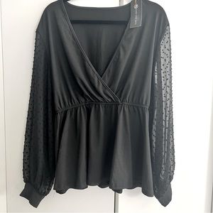 Kara and Kate Swiss Dot Peplum Blouse